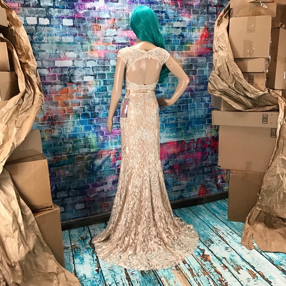 JOVANI Champagne 2pc Lace Gown! #24241 - Picture 6 of 7